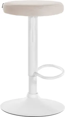 A white bar stool with a cream-colored seat is shown against a white background.