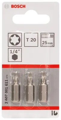Produktbild von Schrauberbit Extra-Hart T20, 25 mm, 3er-Pack