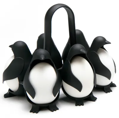 Pinguin-Eierhalter 3-in-1 für 6 Eier, hitzebeständig, kühlschrankgeeignet