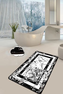 Mijolnir, mramor CHL4379, čierna, kúpeľňová rohož, 700 gr/m², 100% zamatová tkanina