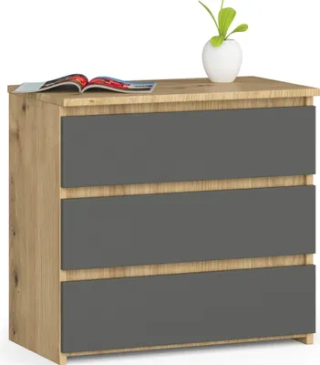 Obrázok produktu pre Nočný stolík 60 cm s 3 zásuvkami, komoda, odkladací stolík s hĺbkou 35 cm