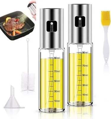 Produktbild von Ölvernebler für Kochen, 100ml Glas, Silikonbürste, ideal zum Braten und Backen