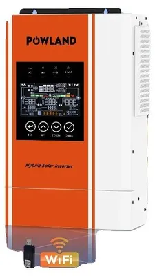 Produktbild von Hybridwechselrichter, 5000W Nennleistung, 10 kVA Spitzenleistung, 500 VDC Max. PV-Eingangsspannung, 445 mm x 385 mm x 165 mm Abmessungen, 24V Kompatibilität
