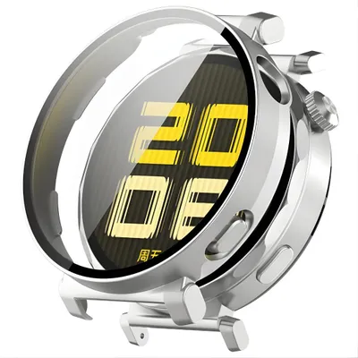 Produktbild von Hülle für Huawei Watch GT5 Pro 42mm Schutzglas Panzerfolie Display Screen Case 9H Silber