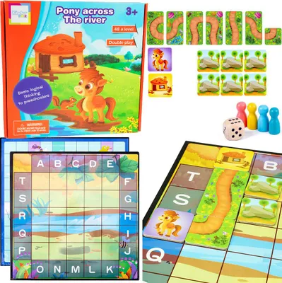 Produktbild von 2-in-1-Familienspiel - Pony überquert den Fluss und Schlangen