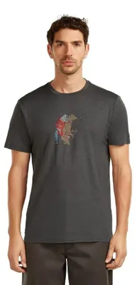 Image de T-shirt à manches courtes ICEBREAKER pour homme Merino 150 Tech Lite, motif Bear Catch, couleur OBSIDIAN, taille M