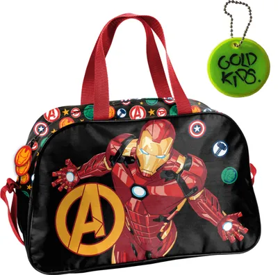 Produktbild von Avengers Marvel Handtasche Sporttasche Trainingstasche Schultertasche Tasche Reisetasche Sport Bag inkl. leuchtender Anhänger