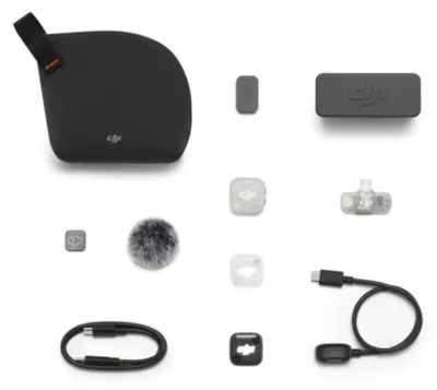 Zdjęcie produktu dla DJI Mic Mini 2S (1 TX + 1 Mobile RX + Charging Case), Wielokierunkowy, 130 dB, 22 dB, Montowany odbiornik kamery, Wbudowany nadajnik, 2,4 - 2,4835 GHz
