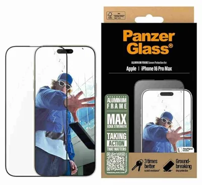 Immagine prodotto di PanzerGlass ® Screen Protector Telaio in alluminio iPhone 16 Pro Max| Ultra-Wide Fit