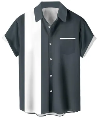 Productafbeelding van Casual Korte Mouw Overhemd - Vintage Stijl met Contrast