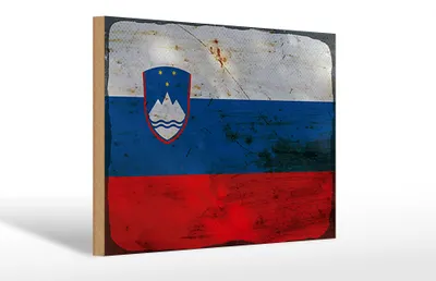 Produktbild von Holzschild Flagge Slowenien 30x20cm Flag Slovenia Rost