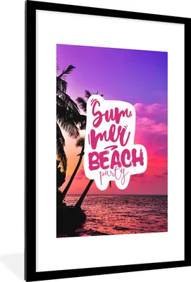Produktbild von MuchoWow® Gerahmtes Poster Sommer - Zitate - Rosa 60x90 cm - Poster mit Schwarzem Bilderrahmen Wandposter Rahmen Foto Bilder - Dekoration - Wandposter Wohnzimmer - Hochwertig