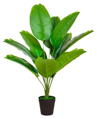 Image de Grand bananier artificiel, 64 cm, palmier tropical artificiel à 12 feuilles, plante en pot artificielle idéale pour la décoration des pièces, des bureaux, des chambres et des jardins