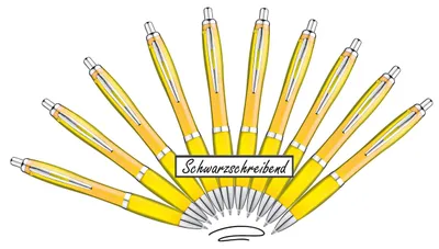 Productafbeelding van Set van 10 Gele Balpennen met Zwarte Inkt