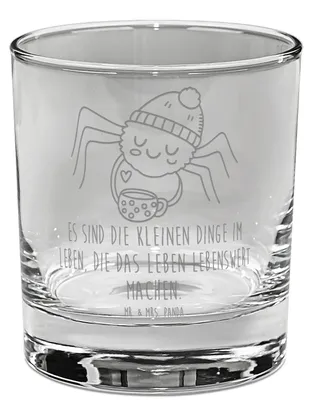 Produktbild von Mr. & Mrs. Panda Ginglas Spinne Agathe Kaffee - Transparent - Geschenk, Tumbler Glas, Weiser Spruch, Morgenmuffel, Morgen, Lebensweisheiten, Longdrinkglas, gravur