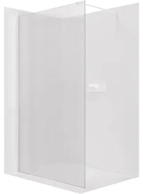Productafbeelding van Douchewand Walk-in Onyx Cube L/P - 8 mm - vierkante steun - mat wit, geribbeld glas - 110x200 cm