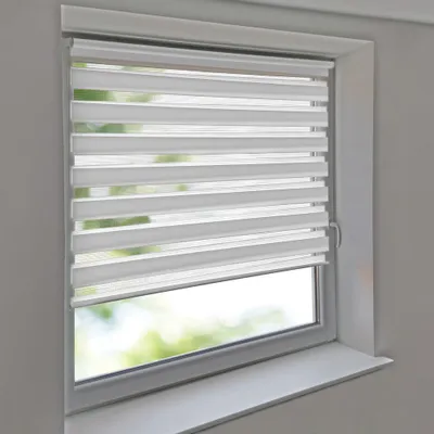 Produktbild von Doppelrollo 80 x 160 cm weiß Klemmfix ohne Bohren Vario Seitenzug Duorollo