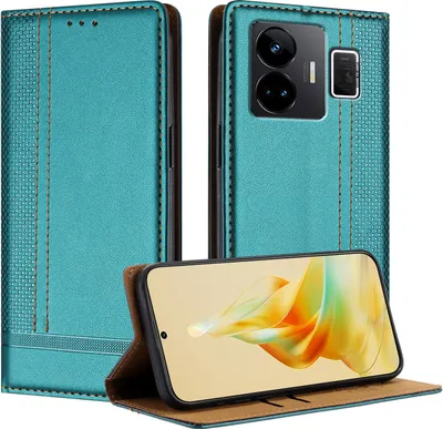 Produktbild von Handyhülle für Realme GT3 5G Leder Flip Klappbare Schutzhülle mit Standfunktion Grün
