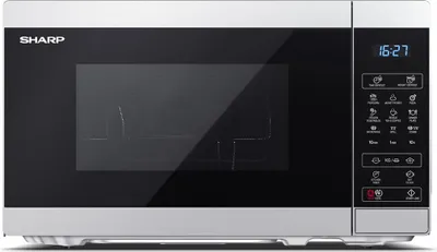 Front view of a Sharp microwave oven.