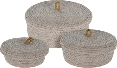Produktbild von Deko-Aufbewahrungskörbe, Deckel aus Jute, 3er-Set