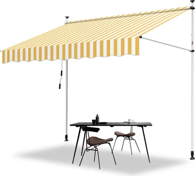 Immagine prodotto di Tenda a pinza Aopunly Tenda da sole balcone resistente ai raggi UV impermeabile Giallo Bianco 400cm