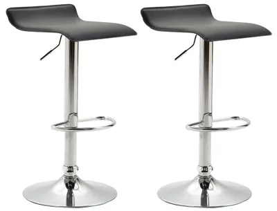 Produktbild von CLP 2er Set Barhocker Dyn V2 Kunstleder höhenverstellbar und drehbar schwarz Gestell Farbe chrom