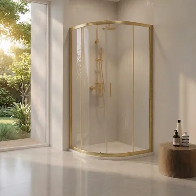 Immagine prodotto di Box doccia semicircolare 90x90x190 cm oro spazzolato cristallo trasparente | City