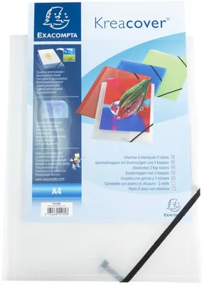 Product packaging for an A4 folder, showing multiple folders in different colors.