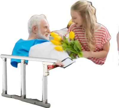 Zdjęcie produktu dla Barierka do łóżka dla seniorów, metalowa konstrukcja, wymiary 69 x 40 cm, składana konstrukcja, zabezpieczenie przed upadkiem, nośność do 100 kg