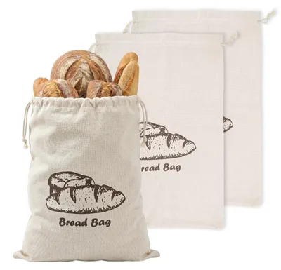 Image de Lot de 3 sacs en lin pour conserver la fraîcheur du pain
