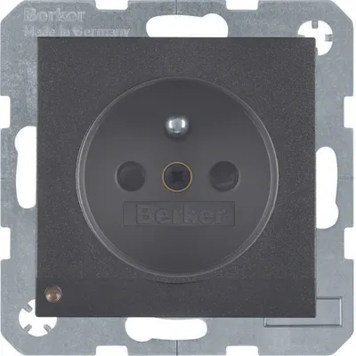 Produktbild von Berker 6765101606 Steckdose mit Schutzkontaktstift und LED-Orientierungslicht anthrazit, matt Berk
