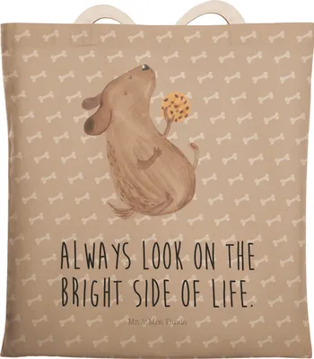 Produktbild von Mr. & Mrs. Panda Stofftragetasche Hund Keks - Hundeglück - Geschenk, Leckerli, Hundeleckerli, Tote Bag, Einkaufstasche, Tasche, Beutel, Sprüche, Hundesnacks, Optimistisch
