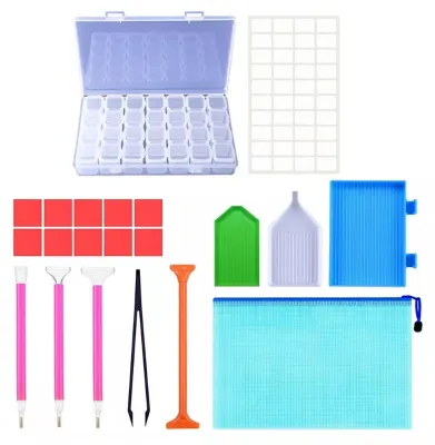 Image de Kit de 22 outils pour peinture aux strass : ensemble de décoration et de broderie aux strass, sûr et esthétique