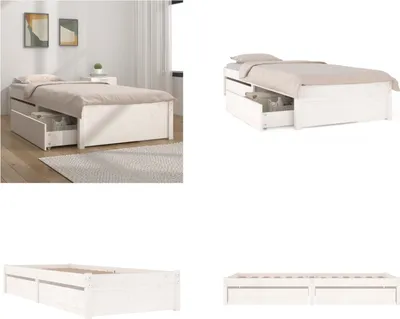 Produktbild von vidaXL Bett mit Schubladen Weiß 75x190 cm - Bettgestell - Bettgestelle - Bettrahmen - Bett
