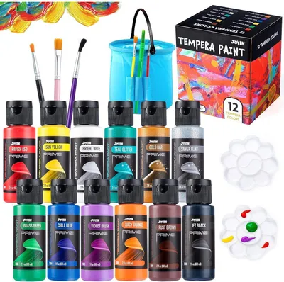 Immagine prodotto di JOYIN set di colori a tempera per bambini 12 pezzi con pennelli e tavolozze
