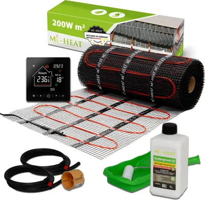Obrázok produktu pre Elektrické podlahové vykurovanie tenkovrstvová vykurovacia rohož 200Watt kompletná sada termostatických dlaždíc 3,5m²