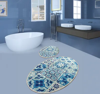 Produktbild von Bosdela Ovales 2-Teiliges Badezimmerteppich-Set, WC-Vorleger-SetCeramic