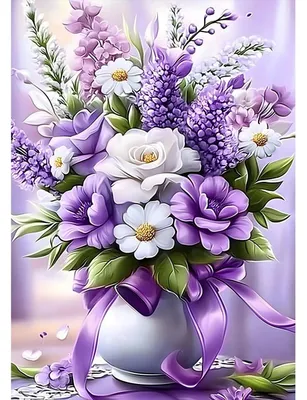 Image de Kit de peinture diamant, motif : vase de fleurs violettes, 5D, 30x40 cm, kit de loisirs créatifs, décoration murale