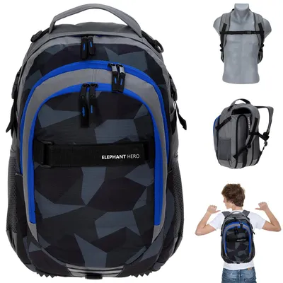 Produktbild von Schulrucksack Jungen Elephant Hero Signature Rucksack Schulmappe Mädchen 12770 Cyber Camo Blau