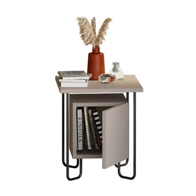 Image de DECORTIE Acres Table de nuit moderne Moka clair Meuble de chambre à coucher 40 x 40 x 45 cm