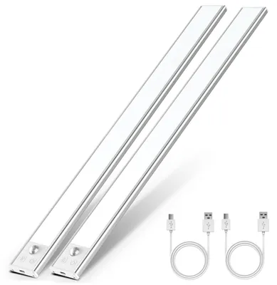 Produktbild von Unterbauleuchte Küche Led Schrankbeleuchtung mit Bewegungssensor 41CM 2800 mAh USB Aufladbar dimmbar Schrankleucht LED Sensor Licht stufenlose Nachtlicht für Küche, Badezimmer, Schlafzimmer 2 Stück