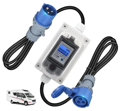 Image de Compteur d'énergie, étanche IP67, compatible 16 A, BLEU CIEL