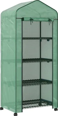 Produktbild von Folien-Gewächshaus,Treibhaus,Mini-Gewächshaus,Pflanzenhaus,Frühbeet,4Regalfächer,69x50x165cm,Grün