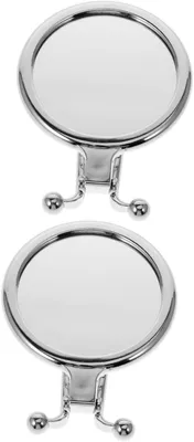 Produktbild von 2-teiliger Mini-Klappspiegel, rund, kompakter Kosmetikspiegel, Silber