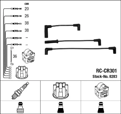 Produktbild von NGK 8283 Zündkabelsatz Zündleitungssatz für JEEP WRANGLER II (TJ)