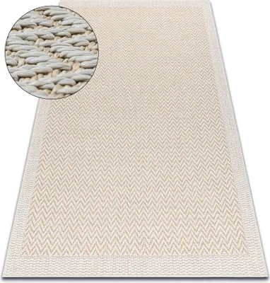 Produktbild von Teppich ORIGI 3726 creme - Zigzag flachgewebte SISAL schnur beige 194x290 cm