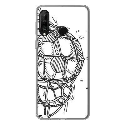 Produktbild von MuchoWow® Handyhülle Schutzhülle Hülle für Huawei P30 Lite Eine Illustration eines Fußballschusses ins Tor - Jungen - Mädchen - Kinder Silikon Softcase Handy Hülle - Handyhülle