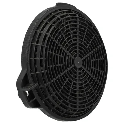 A black carbon filter for a range hood, shown in isolation against a white background.