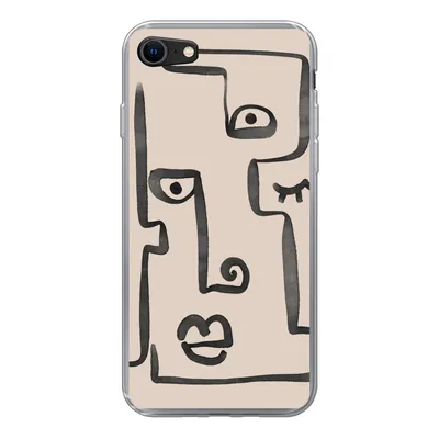 Produktbild von MuchoWow® Handyhülle Schutzhülle Hülle für iPhone 8 Auge - Lippen - Strichzeichnung Silikon Softcase Handy Hülle - Schutzhaube