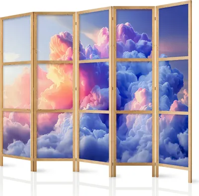 Produktbild von 5-teiliger Einseitiger Vlies Japanischer Paravent - Clouds Like Painted: Artistic Brushes of Dawn Painting the Sky 225x172 cm Muster b-H-10027-bh-a